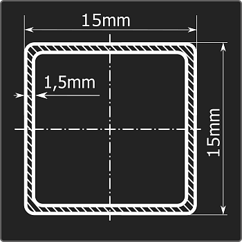 Труба проф. 15*15*1,5 ст.08пс Феррум 6м ГОСТ 13663-86