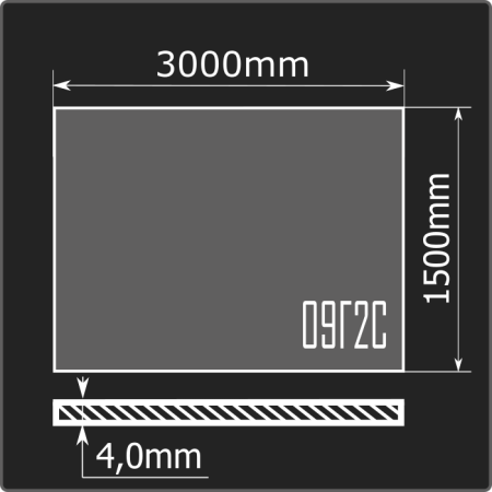 Лист горячекатаный 4,0*1500*3000 09Г2С Феррум ГОСТ 19281-2014