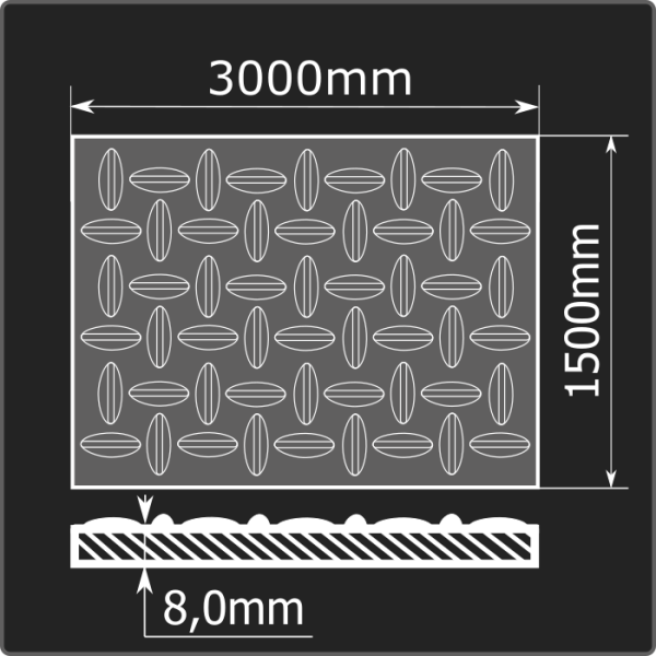 Лист рифленый 8,0*1500*3000 ст.3сп Феррум ГОСТ 8568-77 чечевица Лист рифленый 8,0*1500*3000 ст.3сп Феррум ГОСТ 8568-77 чечевица