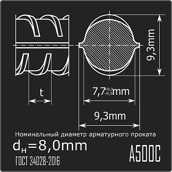 Арматура 8,0 А500С ГОСТ 34028-2016 12м