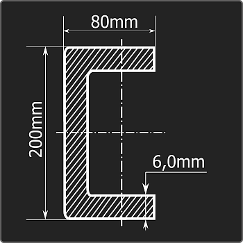 Швеллер холоднокатаный 200*80*6,0 ст.3пс Феррум 6м ГОСТ 8278-83