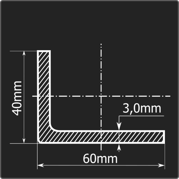 Угол холоднокатаный 60*40*3,0 ст.3пс Феррум 6м ГОСТ 19772-93