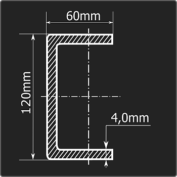 Швеллер холоднокатаный 120*60*4,0 ст.3пс Феррум 6м ГОСТ 8278-83
