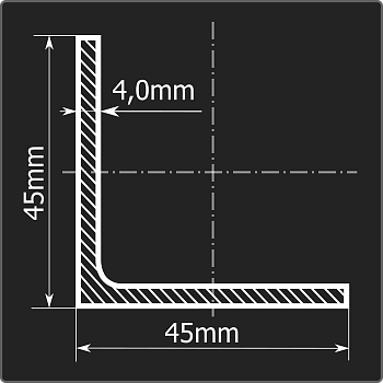 Угол 45*45*4,0 ст.3сп 6м ГОСТ 535-2005/ГОСТ 8509-93