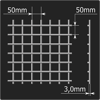 Сетка кладочная 50*50*3,0 (1,0*2,0) ТУ 25.93.13-001-03876796-2019