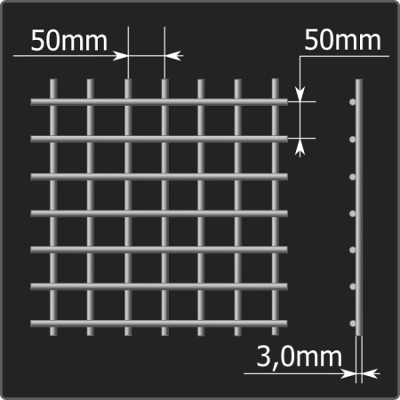 Сетка кладочная 50*50*3,0 (0,38*1,5) ТУ 25.93.13-001-03876796-2019