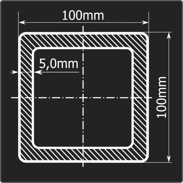 Труба проф. 100*100*5,0 ст.3сп Феррум 12м ГОСТ 13663-86