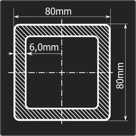 Труба проф. 80*80*6,0 ст.3сп Феррум 12м ГОСТ 13663-86 Стык