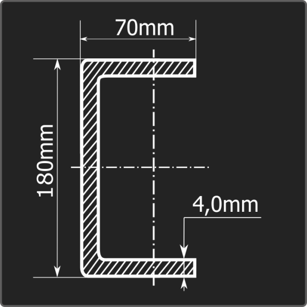 Швеллер холоднокатаный 180*70*4,0 ст.3пс Феррум 12м ГОСТ 8278-83