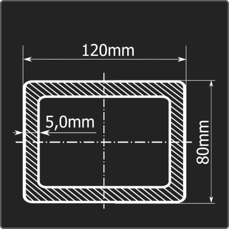 Труба проф. 120*80*5,0 ст.3сп Феррум 6м ГОСТ 30245-2003