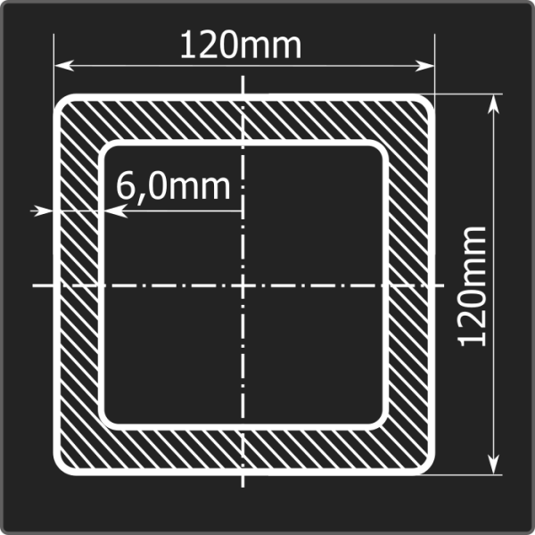 Труба проф. 120*120*6,0 ст.3сп Феррум 12м ГОСТ 13663-86