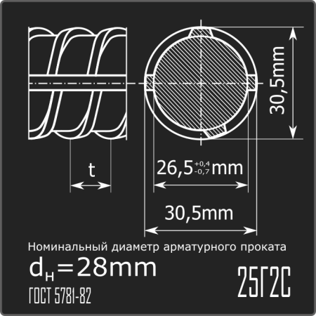 Арматура 28,0 25Г2С ГОСТ 5781-82 12м