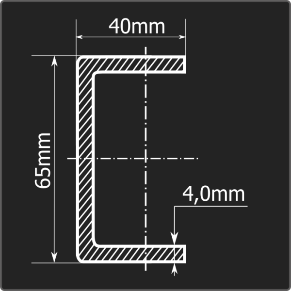 Швеллер холоднокатаный 65*40*4,0 ст.3пс Феррум 12м ГОСТ 8278-83