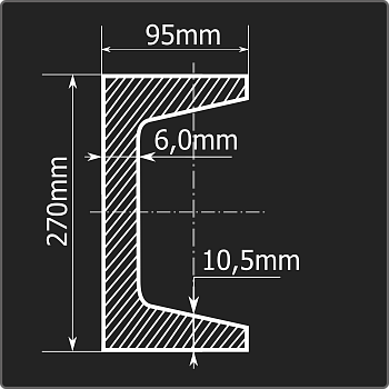 Швеллер 27У ст.3сп 12м ГОСТ 535-2005/ГОСТ 8240-97