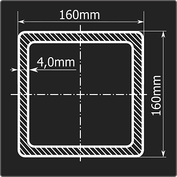 Труба проф. 160*160*4,0 ст.3сп 12м ГОСТ 30245-2003