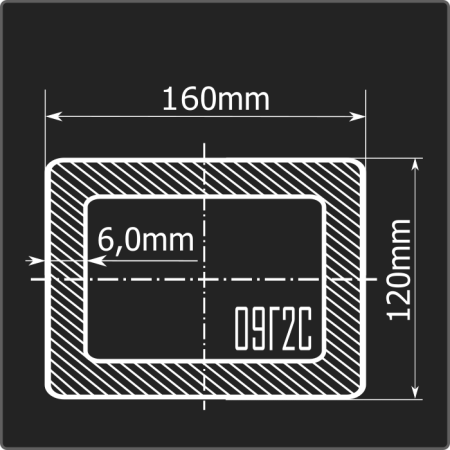 Труба проф. 160*120*6,0 09Г2С 12м ГОСТ 30245-2003