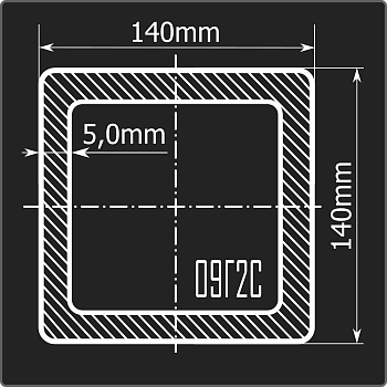 Труба проф. 140*140*5,0 09Г2С Феррум 12м ГОСТ 30245-2003
