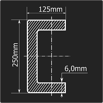 Швеллер холоднокатаный 250*125*6,0 ст.3пс Феррум 12м ГОСТ 8278-83